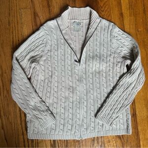 L.L. Bean vintage zip up cardigan sweater tan